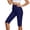Blue, variant on hlysgo Womens Yoga Leggings Shorts Tummy Control High Elastic Waist Split Knee Length Short Workout Gym Short Dark Gray,L