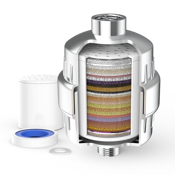 FEELSO Shower Filter Silver 36 Stage Vitamin C Hard Water Softener