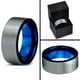 Tungsten Wedding Band Ring 8mm for Men Women Comfort Fit Blue Pipe Cut Brushed Lifetime Guarantee – image 5 sur 5