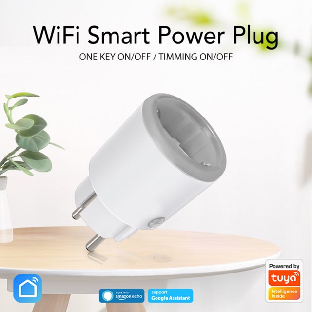 Enchufe Inteligente El enchufe con./desc. de la UE elegante de WiFi con el control de energía 16A funciona con el hogar de Alexa Google