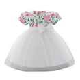 thumbnail image 1 of LUOGENLI Robe Fille Manches Courtes Nœud en Tulle Robe Mode Festival Baptême Robe Jupe Maxi Ensembles Filles Tenues 2 Pcs Blanc 3-6 Mois, 1 of 5