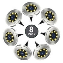 GLUAAE Solar Ground Lights - 8 LED Solar Garden Lights Outdoor，Disk Lights Waterproof In-Ground Outdoor Landscape Lighting - Warm White