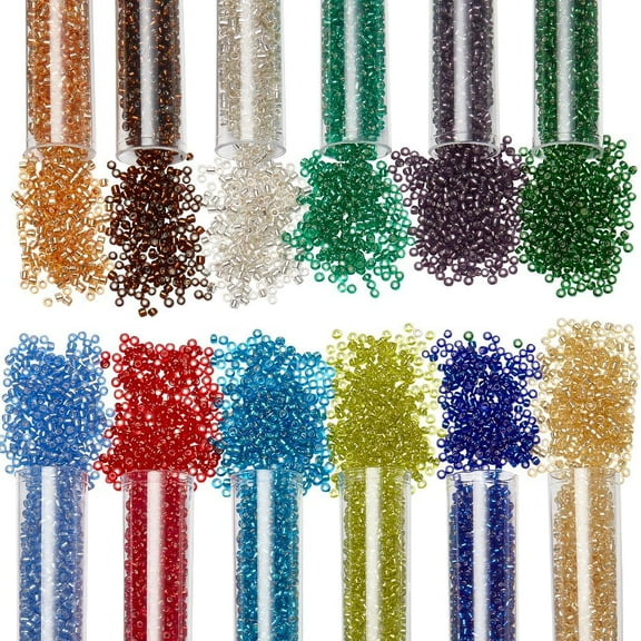 12 Colors Glass Seed Beads 1.5mm Round Mini Beads Transparent Spacer Bead Multi-Color Glass Loose Beads