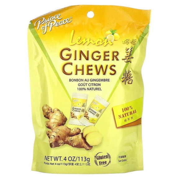 Prince of Peace, Ginger Chews, Lemon, 4 oz Pack of 3