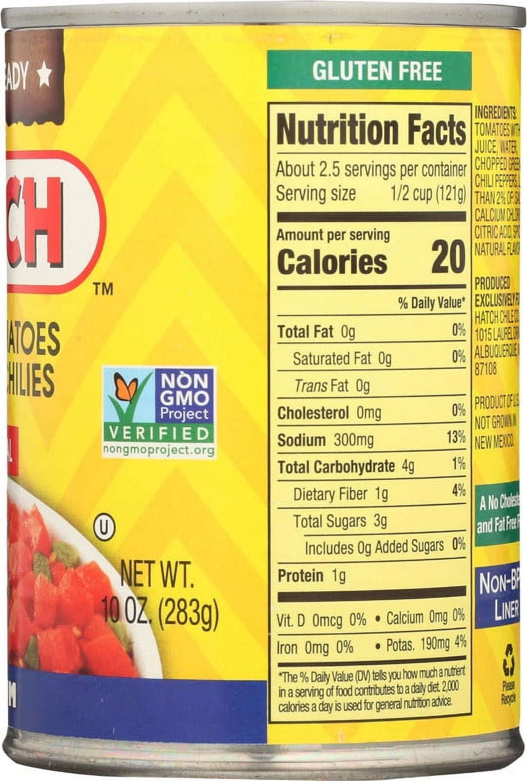 (12 pack) HATCH Medium Diced Tomatoes & Jalapenos, 10oz, Kosher, Gluten Free, Non-GMO Project Verified