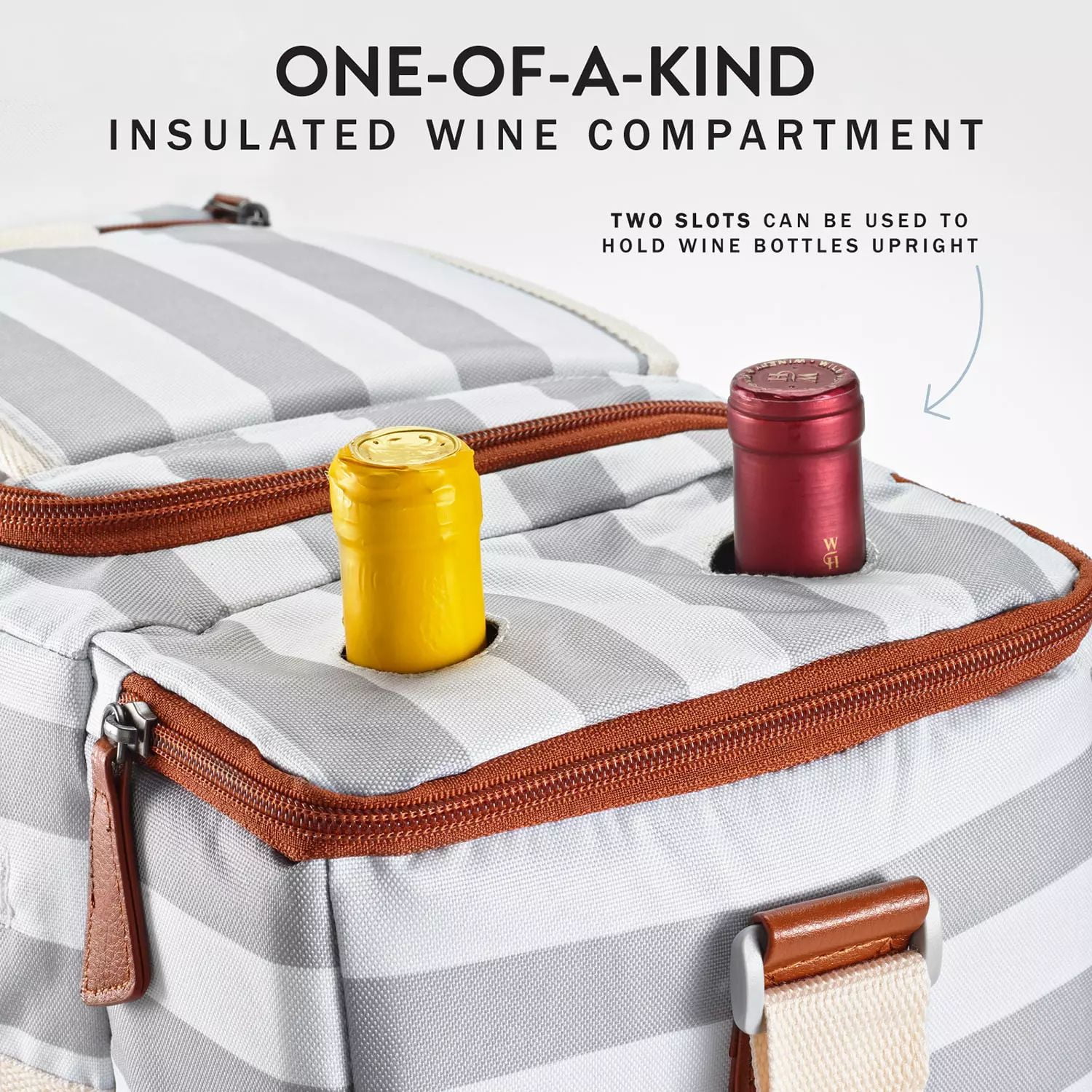 Fit & Fresh Dual Compartment Soft Insulated Thermocooler with Adjustable Shoulder Strap, Grey Stripe