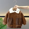 thumbnail image 2 of Zpanxa Kids Corduroy Sherpa Collar Jacket Boys Patchwork Button Up Warm Winter Bomber CoatKhaki 2 Years, 2 of 7