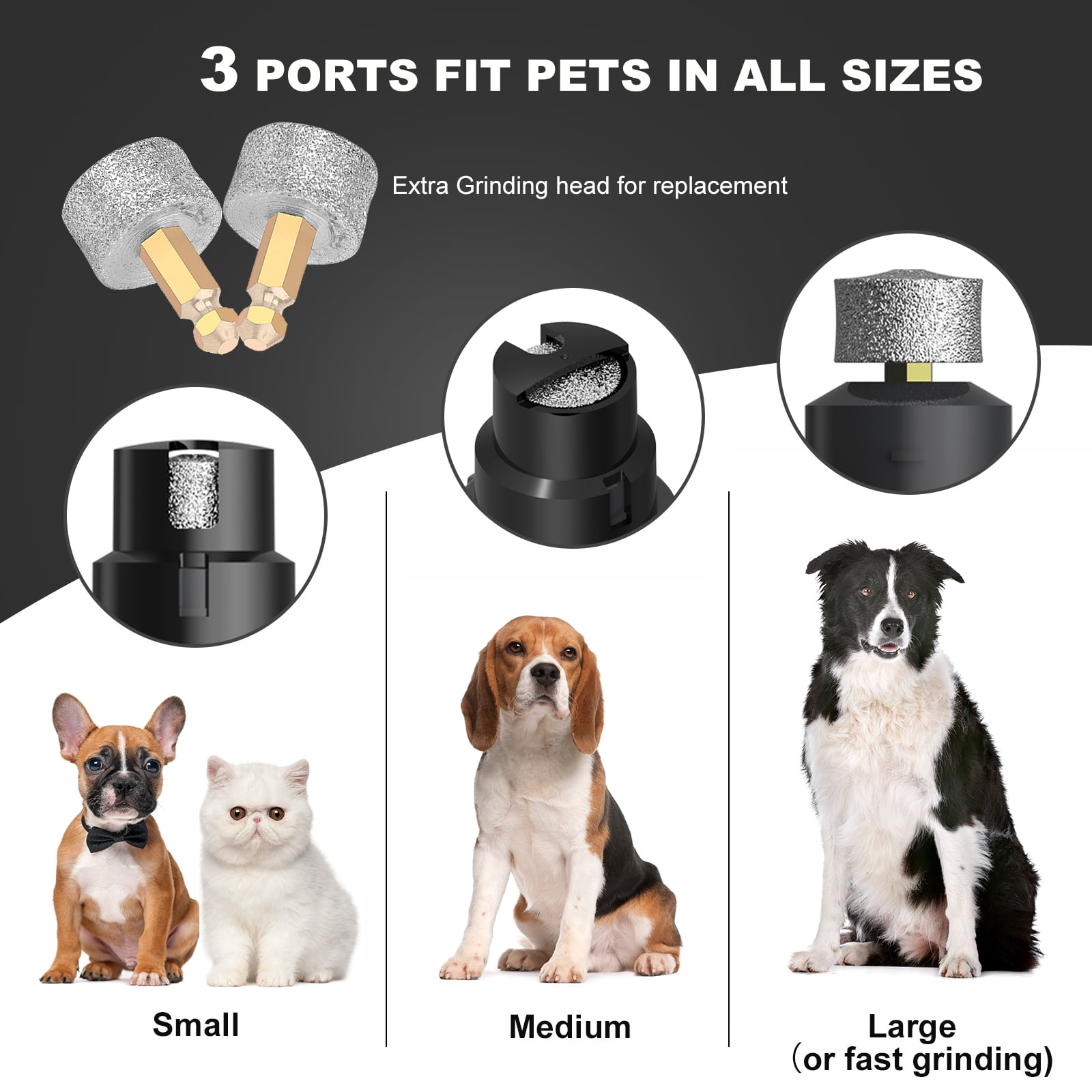 Lakwar Dog Nail Grinder 6 Speed Pet Nail Grinder W Light Quiet Rechargeable Electric Dog Nail Clippers Painless Paws Grooming Smoothing Tool For Lar