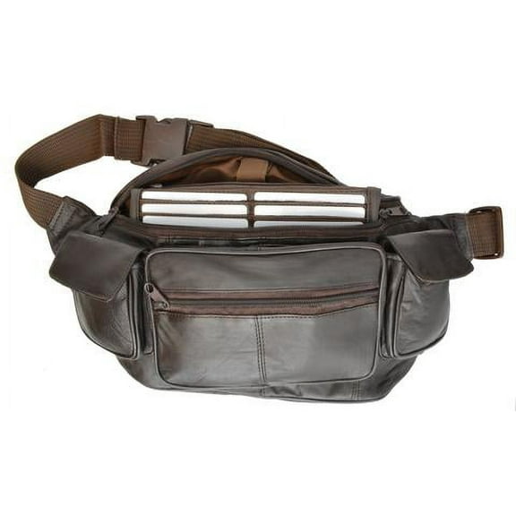 Genuine Leather men's women's travel phone holder Waist Pouch/Fanny pack Brown 405