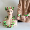 thumbnail image 4 of SDFGTstore Hawaiian Leis Set Flower Headband Wristbands Flowers Necklaces for Summers Beach Vacations Tropical Luaus Party Decors, 4 of 9