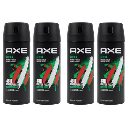 Axe for Men Africa All Day Fresh Deodorant Body Spray 5 oz-Pack of 4