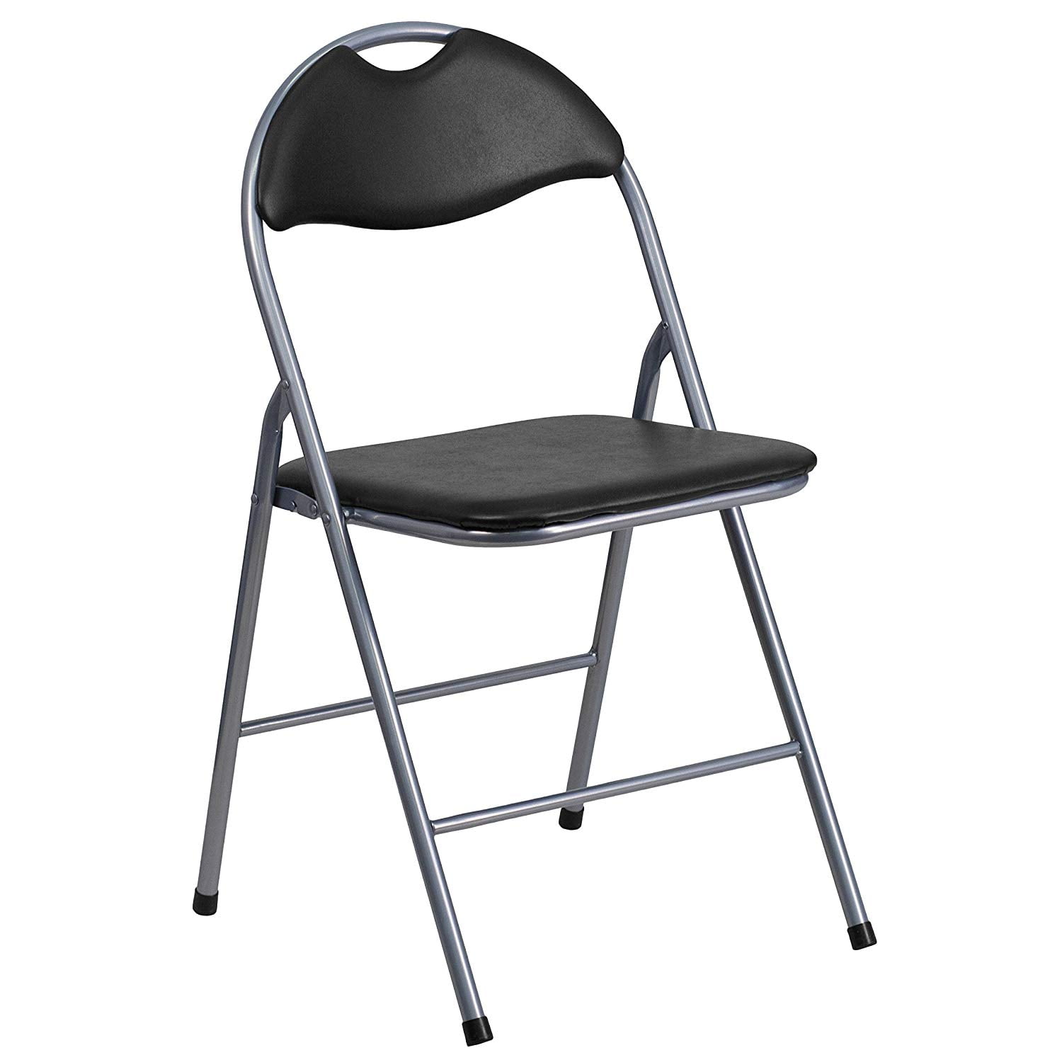 HERCULES Series Black Vinyl Metal Folding Chair with ...