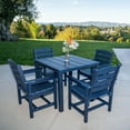 thumbnail image 6 of Mosbrisa Poly Lumber Patio Dining Set, HIPS Outdoor Dining Table and Slat Back Chairs, with Umbrella Hole, Weather Resistant, 5 Pieces, Navy Blue, 6 of 11