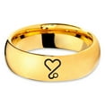 thumbnail image 2 of Tungsten Heart Cancer Survivor Love Band Ring 7mm Men Women Comfort Fit 18k Yellow Gold Dome Polished, 2 of 4