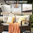 thumbnail image 4 of MEISSALIVVE 11 Piece Outdoor Patio Furniture Set, Half-Moon Curved Rattan Conversation Set with Wood Armrests, Coffee Table & 2 Side Table(Beige), 4 of 10