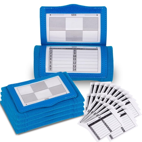 Pulseras de fútbol Lebared con 5 cartas de Playbook azules, paquete de 5