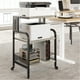 thumbnail image 3 of Gran soporte para impresora con tomas de corriente y puertos USB, mesa móvil para impresora con estante de almacenamiento, soporte de 3 niveles con ruedas para oficina en casa, gris rústico, 3 of 6