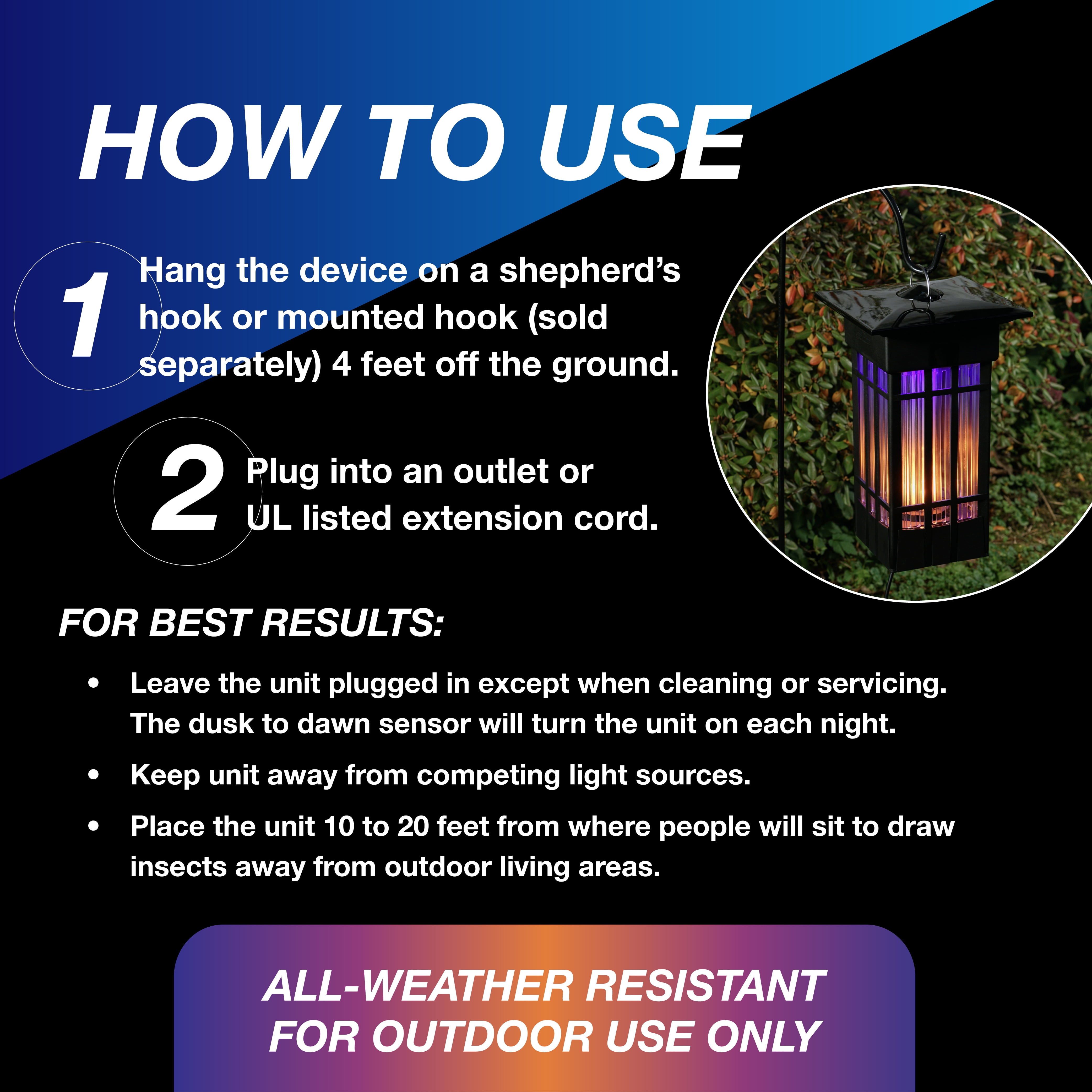PIC Decorative Flickering Flame Bug Zapper - 2 Acre Weatherproof LED Light