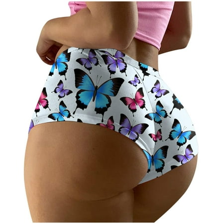 GHSOHS Womens Underwear Thongs Mesh Underwear Postpartum G String Women s Fashion High Waist Underwear Printed Seamless Breathable Panties Briefs Panties Cotton Crotch Underpants Blue Panty Peri XL