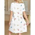 thumbnail image 3 of Avidlove Bamboo Viscose Nightgowns for Women Ruffled Short Sleeve Sleepshirts Daisy Print Pajamas Dress with Chest Pocekts S-3XL, 3 of 6