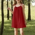 thumbnail image 2 of Diufon Girls Rompers for Summer Vacation Cotton Linen Sleeveless Short Jumpsuits with Adjustable Bow Tie Strap, 2 of 8