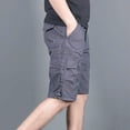 thumbnail image 5 of hoksml Men Fashion Cargo Shorts Casual Comfy Solid Color Multiple Pockets Drawstring Adjustable Legs Regular Hiking Short Five-quarter Length Trousers, 5 of 5