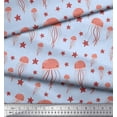 thumbnail image 2 of Soimoi Blue polyester Crepe Fabric Jelly & Starfish Ocean Printed Craft Fabric by the Yard 42 Inch Wide, 2 of 3