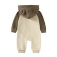 thumbnail image 4 of Ruyang Baby Boys Cute Hooded Bodysuit Long Sleeve Zipper First Birthday Outfit Fall Winter Cotton Warm Footless Jumpsuit, 4 of 4