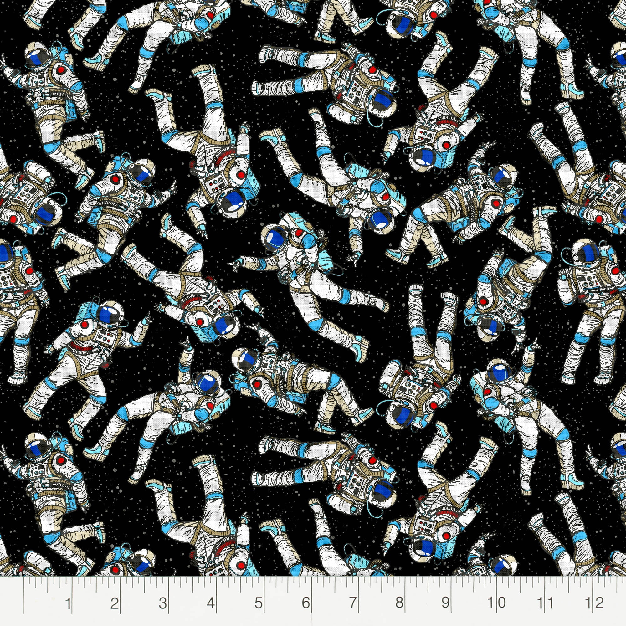 Fabric Editions 18" x 42" Cotton Astronaut Half Yard Precut Sewing & Craft Fabric, Black 1 Piece
