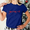 thumbnail image 5 of Going Out Tops for Women Dgankt Women's Valentine's Day Short Sleeve Monogram Printed Solid Color Top Short Sleeve Crew Neck Top/Shirt, 5 of 6
