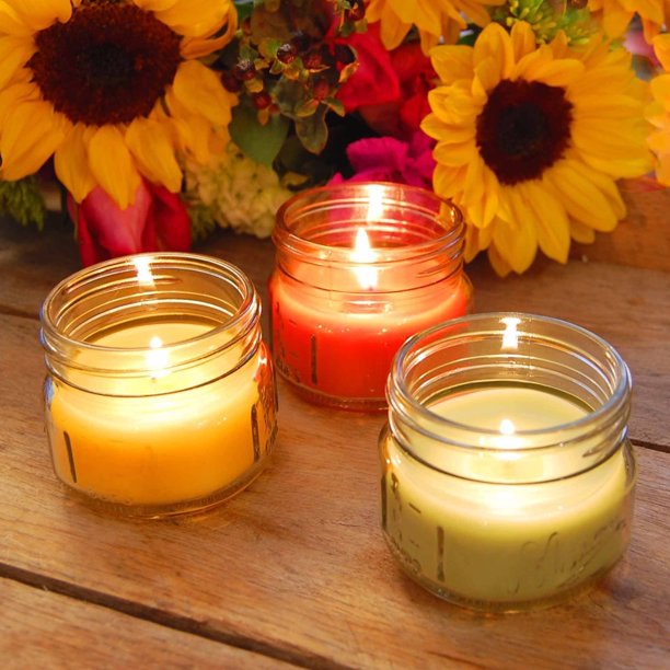 LumaBase Mason Jar Citronella Candles, 3 oz, Set of 6