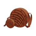 thumbnail image 4 of SET de 2 Piezas: BOLSA y MONEDERO en forma de PAN DE CONCHA CHOCOLATE, Redonda, Cross-Body, PAN DE DULCE, Correa Cruzada y Ajustable, Vini Piel, Moda Kawaii, Color Café., 4 of 5