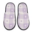 thumbnail image 1 of Fotbe Floral Purple Buffalo Plaid Pantuflas Peludas para Mujer con Estampado, Zapatillas de Peluche, Zapatos de Invierno para Casa, Uso Interior y Exterior-Large, 1 of 8