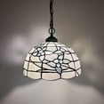 thumbnail image 2 of Tiffany Pendant Lights Fixture White Stained Glass Flowers LED Bulb Included for Dining Room Hotel Restaurant Cafe 12"W*12"D*60"H, 2 of 5