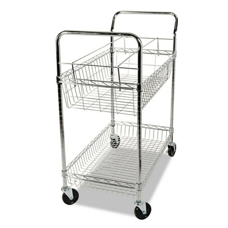 Alera MC343722CR Wire Mail Cart 2-Shelf 34-1/4w x 21-1/2d x 39-1/2h Chrome MC3518SR