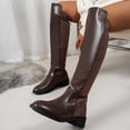 thumbnail image 7 of Fnooota Women's Knee High Boots, Block Heel Non Slip PU Round Toe Fall Winter Shoes Brown Size 8.5, 7 of 7