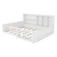 thumbnail image 5 of Leumius Full Size Floor Montessor Bed with Storage Shelves,Wood Low Bed with Semi-enclosed Guardrail and Headboard, Footboard, Space Saving, No Box Spring Required,White, 5 of 8