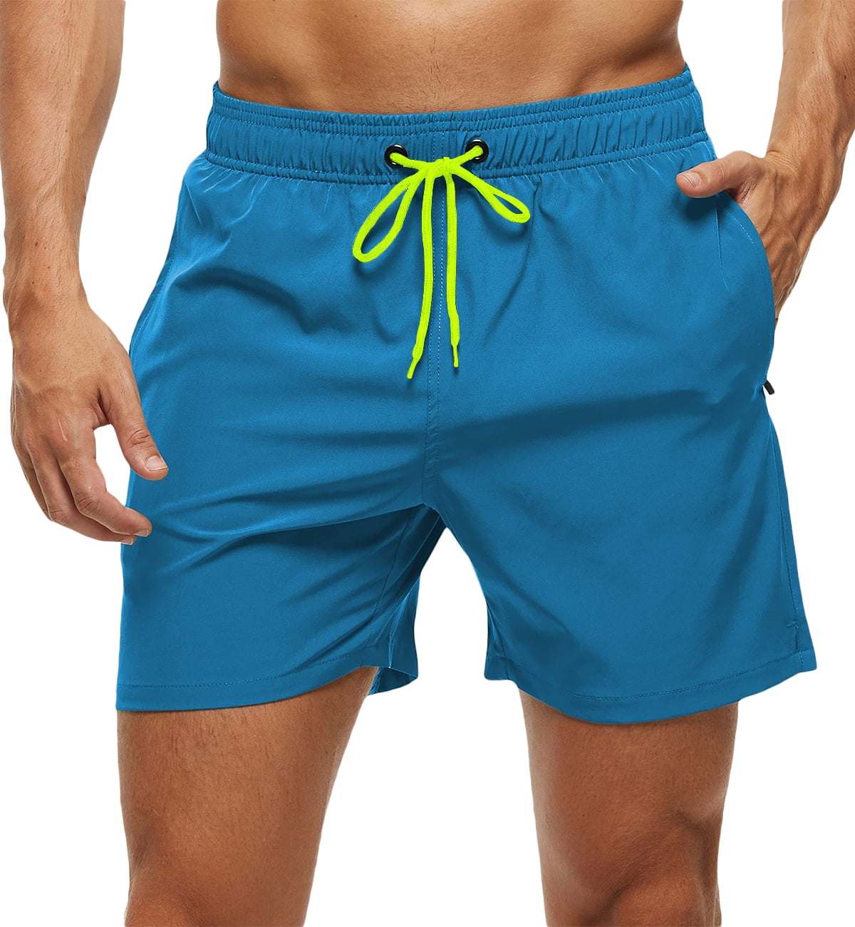 SILKWORLD Men's Swim Trunks Quick Dry Athletic Swimwear Shorts with Mesh Lining and Pockets