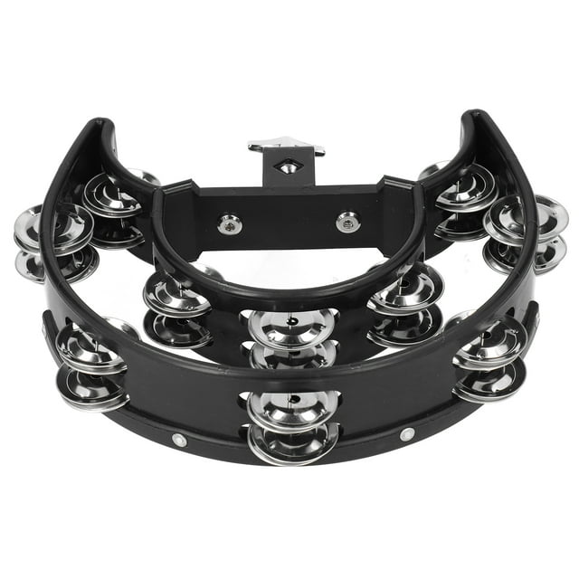 Peahefy Hi Hat Tambourine Drum Set Multifunctional Hand Bell Rattle Loose Double Row Bells KTV,Musical Instrument,Tambourine