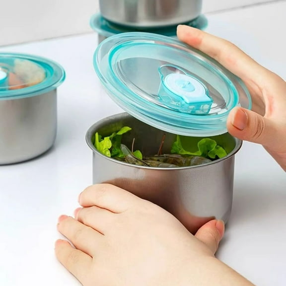 Staron Stainless Steel Food Storage Containers with Lids Reusable Refrigerator Storage Box Kitchen Storage Container Round Box