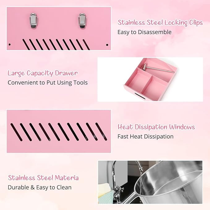 Cotton Candy Machine Commercial, 1000W Electric Cotton Candy Machine, Cotton Candy Maker with Stainless Steel Bowl, Sugar Scoop, Storage Drawer, Perfect for Family Party, Kids Birthday, Pink
