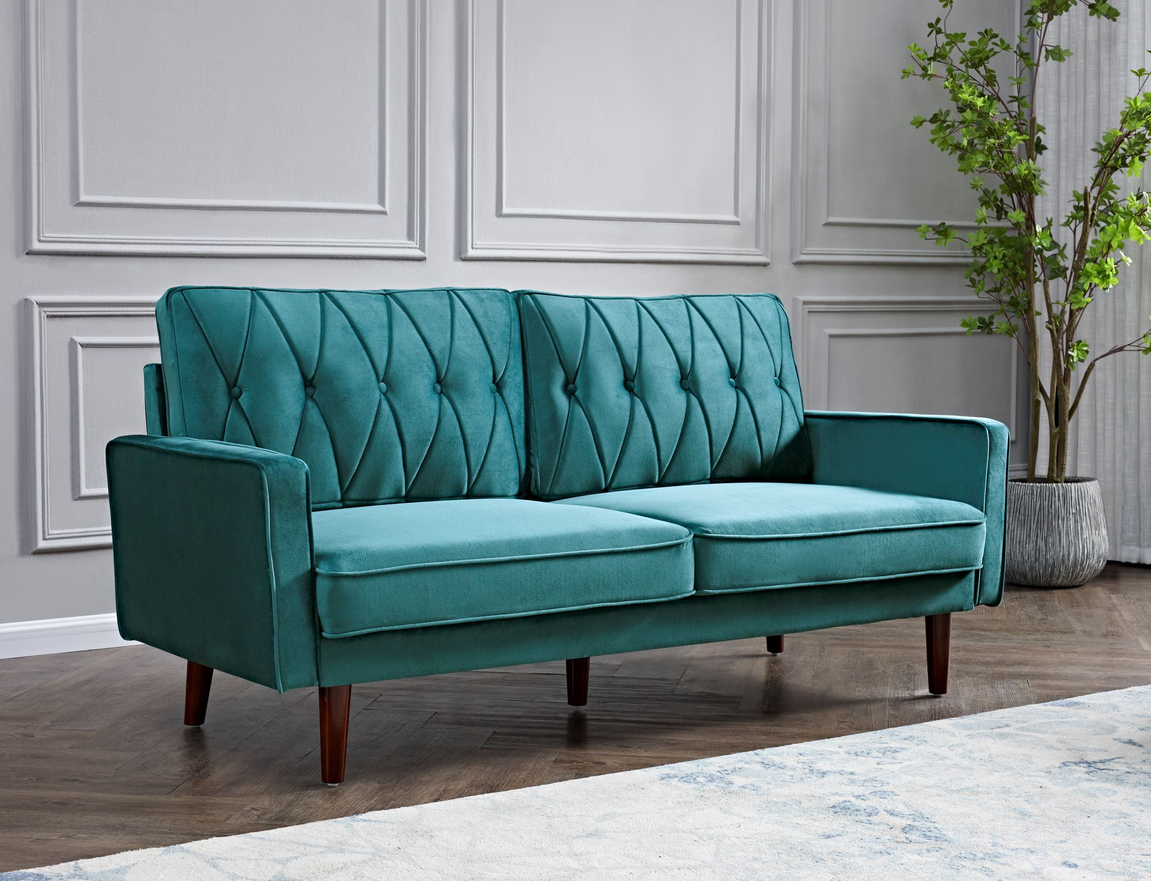 Light Turquoise Century Three Cushion Sofa – DecorLUXE Furniture