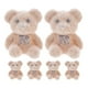 thumbnail image 1 of KAKOWELY 6 minianimales de peluche flocados en miniatura, ideales para decorar bolsos, tartas de cumpleaños, San Valentín, bodas y fiestas, color marrón claro., 1 of 5