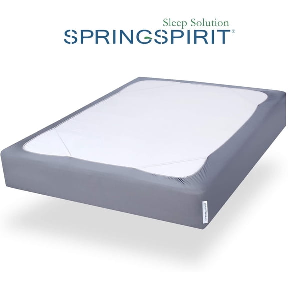 Springspirit Twin Size encasement Box Spring protector with Smooth and Elastic Woven Material, Gray