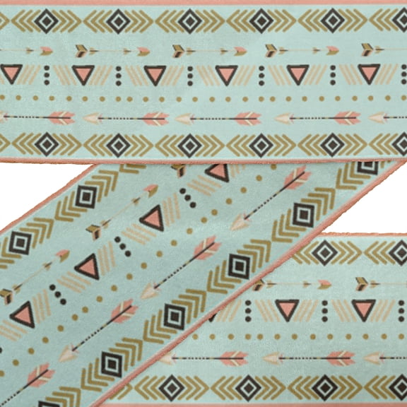 IBA Indianbeautifulart Green Dot,Arrow & Triangle Geometric Fabric Laces For Crafts Printed Velvet Trim Fabric Sewing Border Ribbon Trims 9 Yards 2 Inches