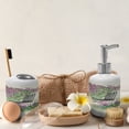 thumbnail image 4 of Ambesonne Summer Soap Dispenser & Toothbrush Holder Set, Flowers Blooming Garden, 2 Pcs, Purple Green, 4 of 6