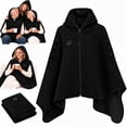 thumbnail image 4 of Wearable Heated Blanket, USB Electric Heated Shawl with Soft Fleece Lining & Side Snap Buttons, Portable Heating Wrap for Home, Office and Travel, Winter Gift for Adults Black, 4 of 7