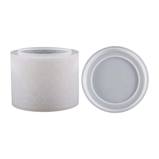 Vaso redondo de silicona para velas, molde cilíndrico para velas, maceta para flores, bandeja para joyas, contenedor de almacenamiento para regalo de Patrón de escamas de pescado