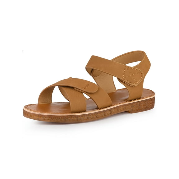 BLISSFUL STEP Women's Crisscross Straps Ankle Strap Open Toe Flat Sandals