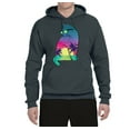 thumbnail image 2 of Neon Beach Sunset Cat California Vibes | Mens Animal Lover Hooded Sweatshirt Graphic Hoodie, Charcoal, X-Large, 2 of 4